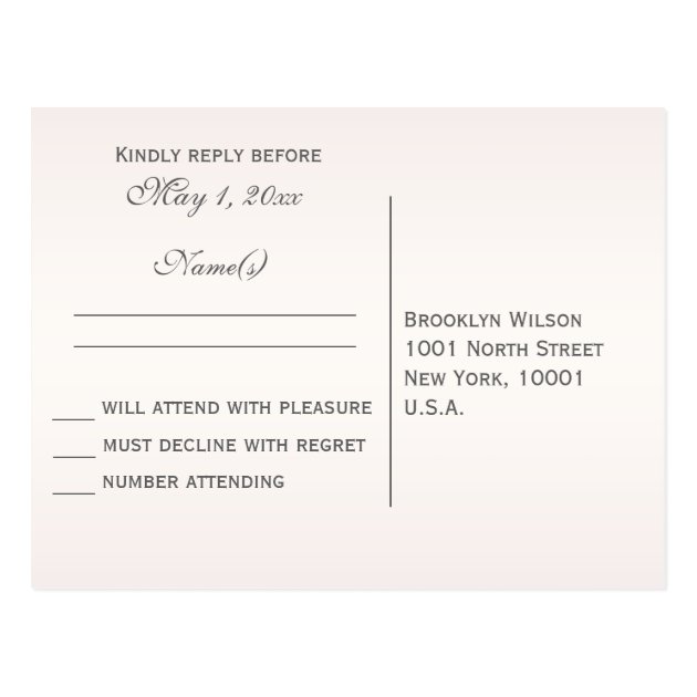 Elegant Blush Wedding RSVP Postcards