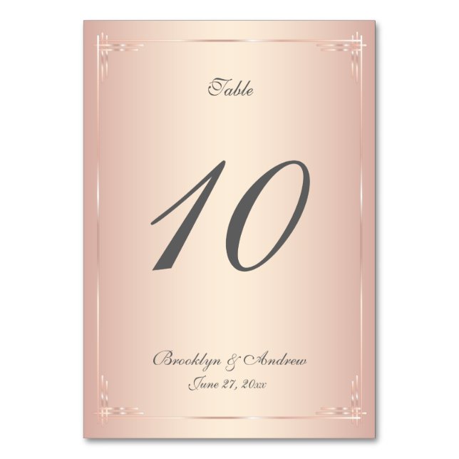 Elegant Blush Wedding Table Numbers (Front)