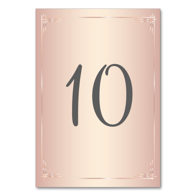 Elegant Blush Wedding Table Numbers (Front)