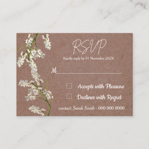 Elegant blush white flowers RSVP card