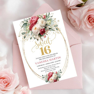 Elegant Blush White Greenery Sweet 16 Birthday  Invitation