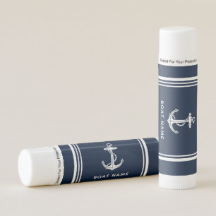 Elegant Boat Anchor and Name Lip Balm