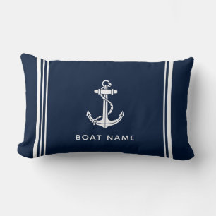 Elegant Boat Anchor and Name Lumbar Pillow