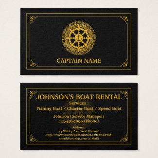 Elegant Boat Rental Black Gold (Personalize) Business Card