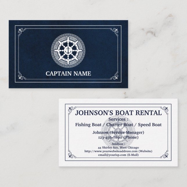 Elegant Boat Rental (Personalize) Business Card (Front/Back)