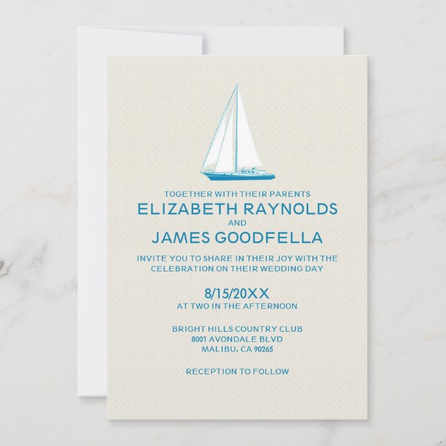 Elegant Boat Wedding Invitations (Front)