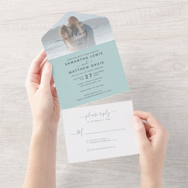 Elegant Bohemian Beach Wedding All In One Invitation (Tearaway)