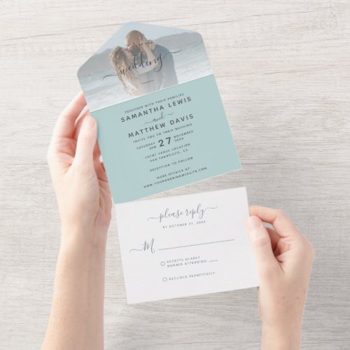 Elegant Bohemian Beach Wedding All In One Invitation