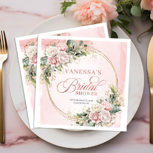 Elegant Bohemian Blush Pink Greenery Bridal Shower Paper Dinner Napkins
