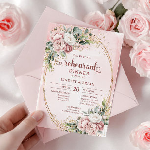Elegant Bohemian Blush Pink Greenery Rehearsal  Invitation