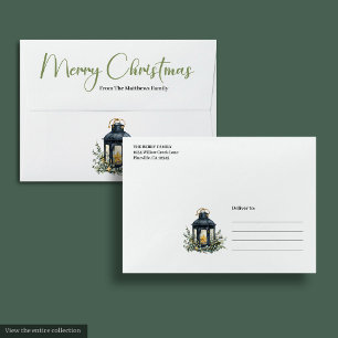 Elegant Bohemian Botanical Minimalist Holiday Mail Envelope