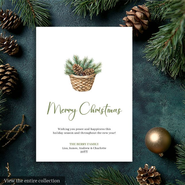 Elegant Bohemian Botanical Rustic Xmas Greeting Holiday Card (Elegant Bohemian Botanical Rustic Xmas Greeting Holiday Card)