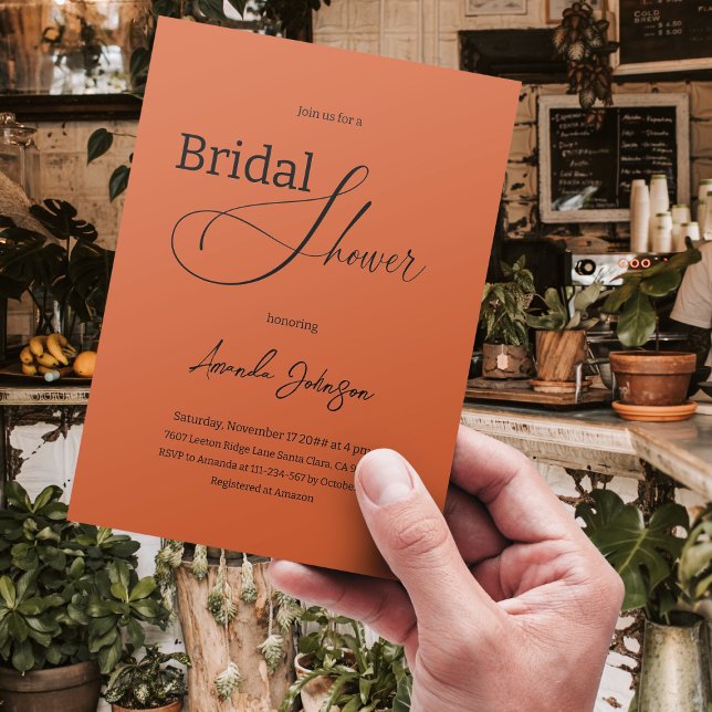 Elegant Bohemian Burnt Orange Rustic Bridal Shower Invitation (Creator Uploaded)