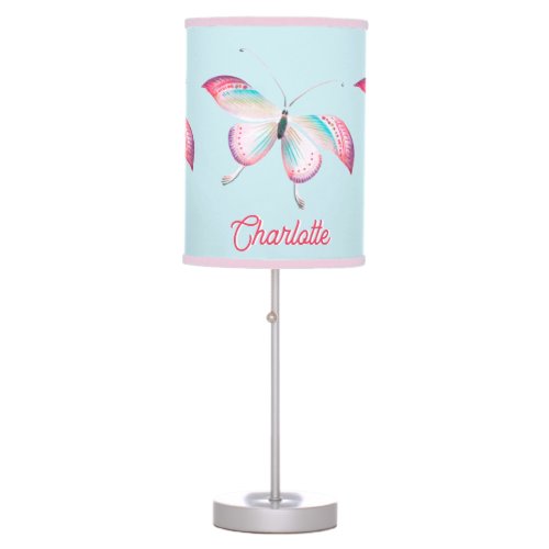 Elegant Bohemian Butterflies Personalized Kids Table Lamp