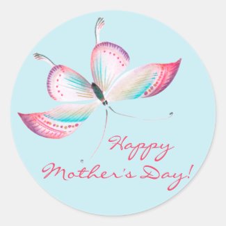 Elegant Bohemian Butterfly Happy Mother's Day Classic Round Sticker