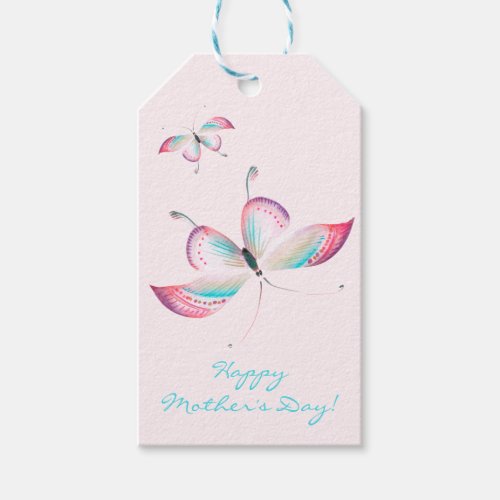 Elegant Bohemian Butterfly Happy Mothers Day Gift Tags