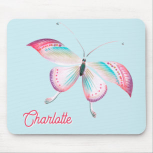 Elegant Bohemian Butterfly Personalized Mouse Pad