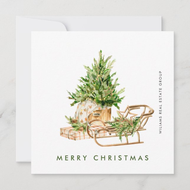Elegant Bohemian Christmas Composition Corporate Holiday Card (Front)