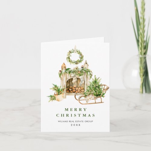 Elegant Bohemian Christmas Composition Corporate Holiday Card