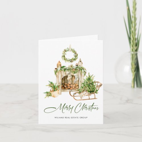 Elegant Bohemian Christmas Composition Corporate Holiday Card