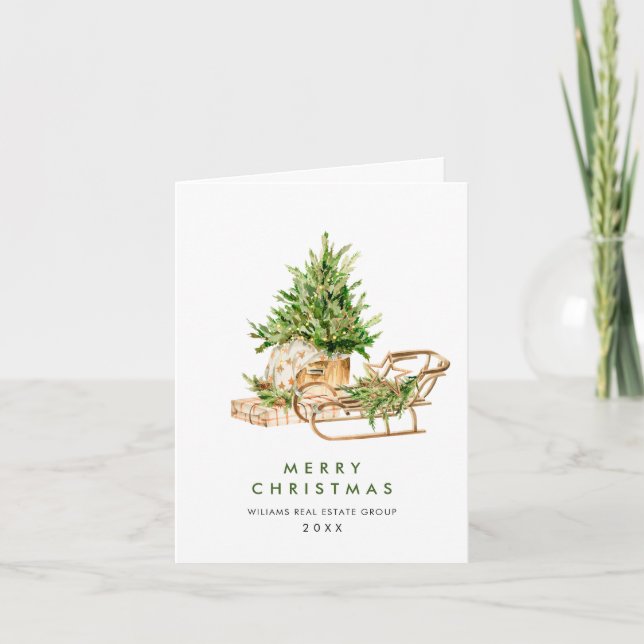 Elegant Bohemian Christmas Composition Corporate Holiday Card (Front)