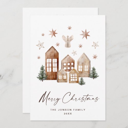 Elegant Bohemian Christmas Composition Greeting Holiday Card