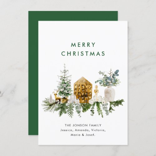 Elegant Bohemian Christmas Composition Greeting Holiday Card