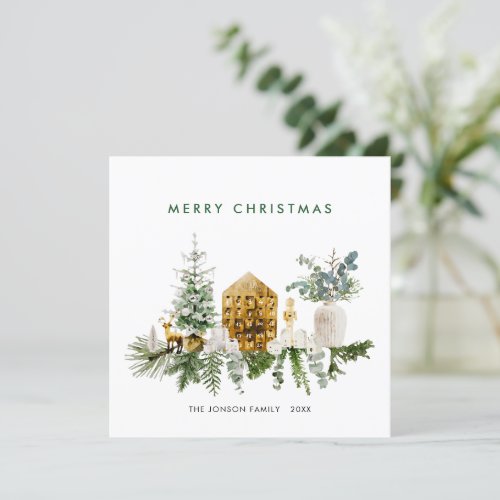 Elegant Bohemian Christmas Composition Greeting Holiday Card