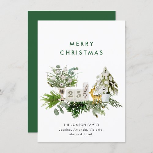 Elegant Bohemian Christmas Composition Greeting Holiday Card