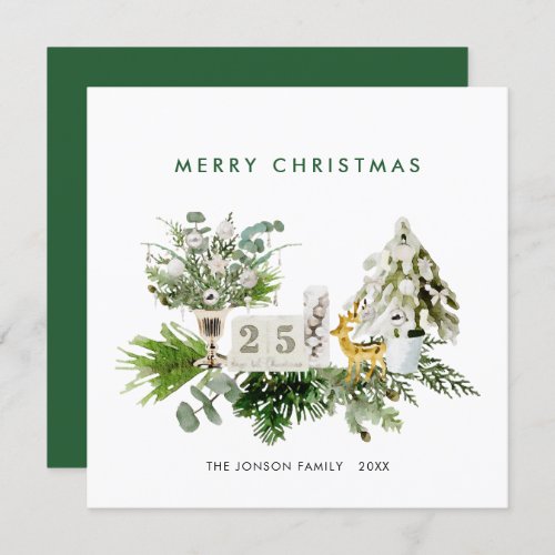 Elegant Bohemian Christmas Composition Greeting Holiday Card