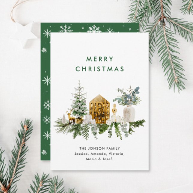 Elegant Bohemian Christmas Composition Greeting Holiday Card (Creator Uploaded)