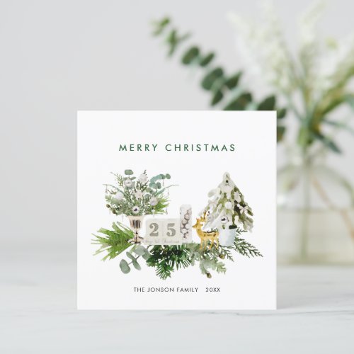 Elegant Bohemian Christmas Composition Greeting  Holiday Card