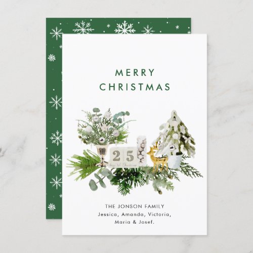 Elegant Bohemian Christmas Composition Greeting Holiday Card