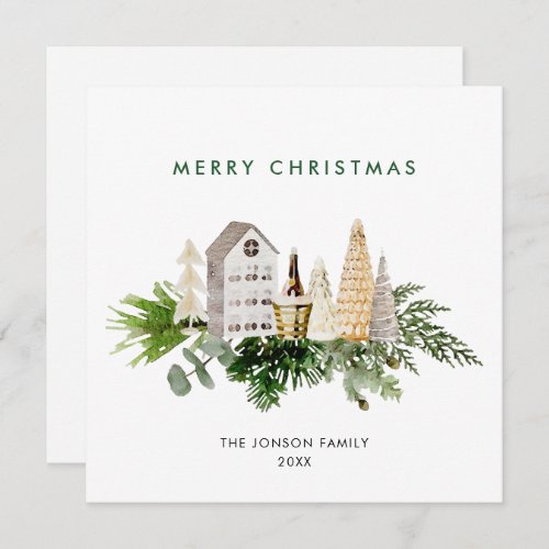 Elegant Bohemian Christmas Composition Greeting Holiday Card