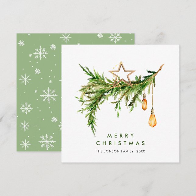 Elegant Bohemian Christmas Composition Holiday Card (Front/Back)