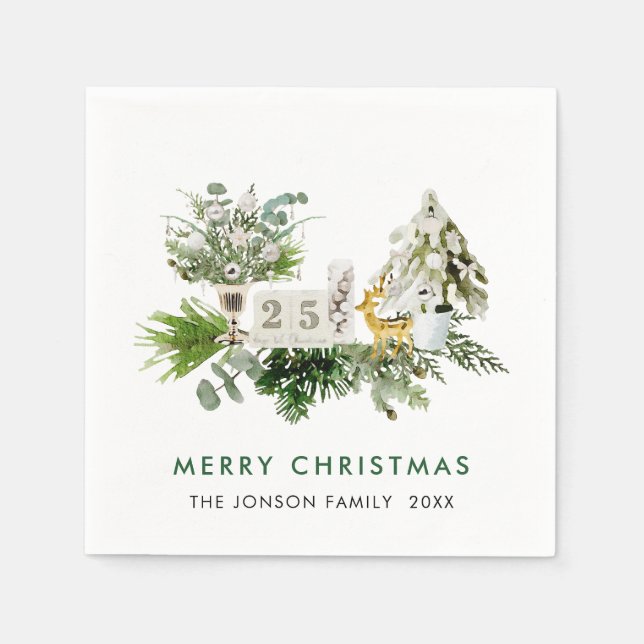Elegant Bohemian Christmas Composition Holiday Napkins (Front)