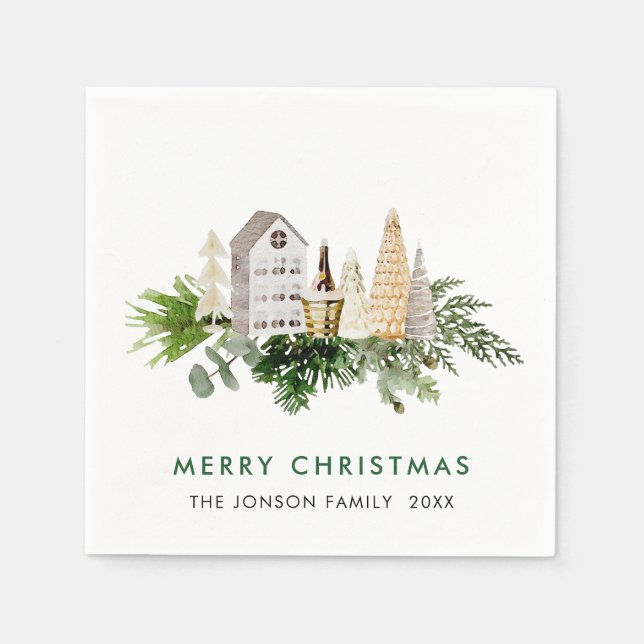 Elegant Bohemian Christmas Composition Holiday Napkins (Front)