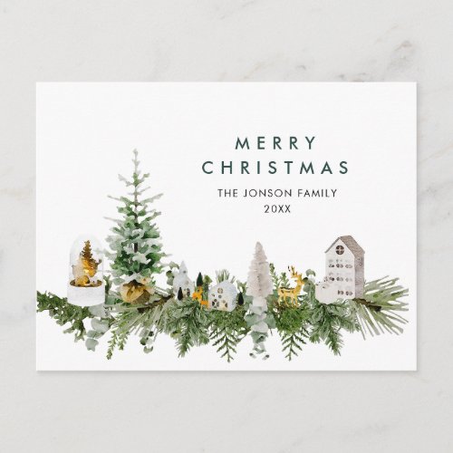 Elegant Bohemian Christmas Composition Holiday Postcard