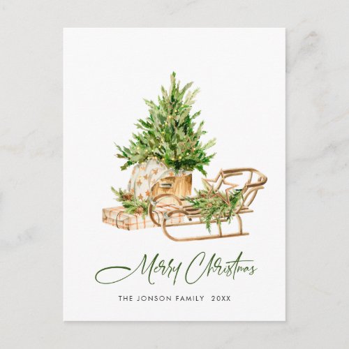 Elegant Bohemian Christmas Composition Holiday Postcard