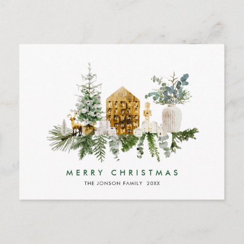 Elegant Bohemian Christmas Composition Holiday Postcard