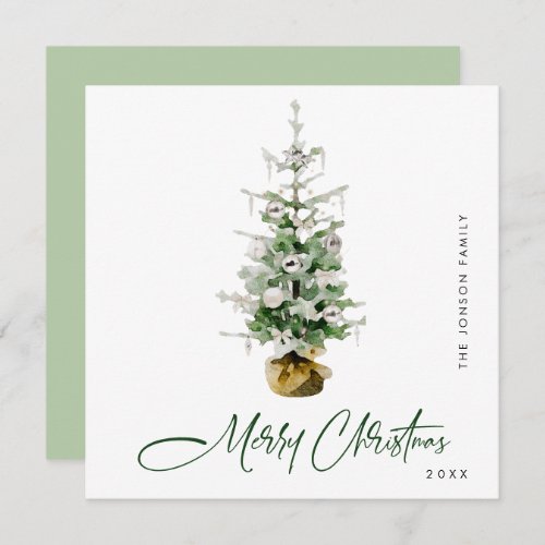 Elegant Bohemian Christmas Pine Tree Greeting Holiday Card