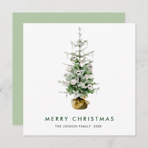 Elegant Bohemian Christmas Pine Tree Greeting Holiday Card