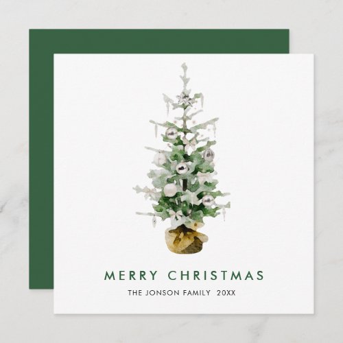 Elegant Bohemian Christmas Pine Tree Greeting Holiday Card