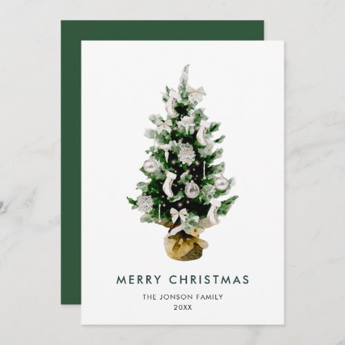 Elegant Bohemian Christmas Pine Tree Greeting Holiday Card