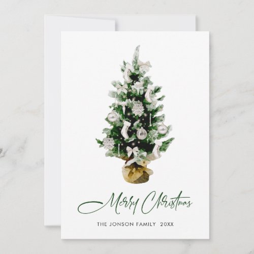 Elegant Bohemian Christmas Pine Tree Greeting Holiday Card