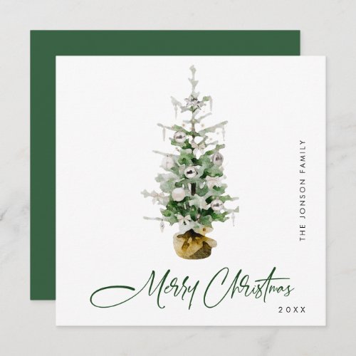 Elegant Bohemian Christmas Pine Tree Greeting Holiday Card