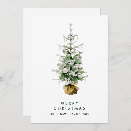 Elegant Bohemian Christmas Pine Tree Greeting Holiday Card