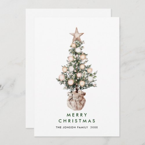 Elegant Bohemian Christmas Pine Tree Greeting Holiday Card