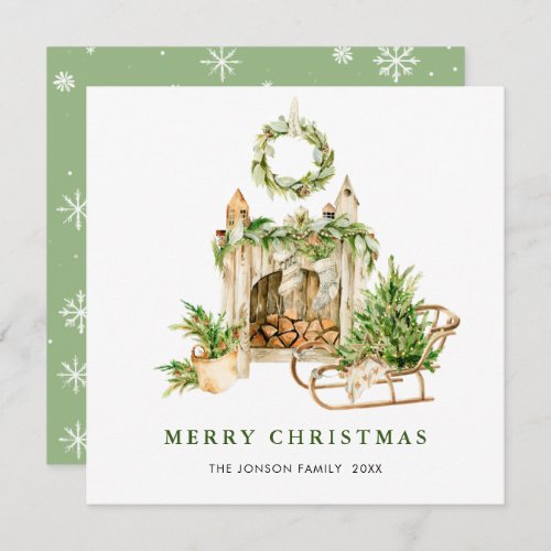 Elegant Bohemian Christmas Tree Composition Boho Holiday Card
