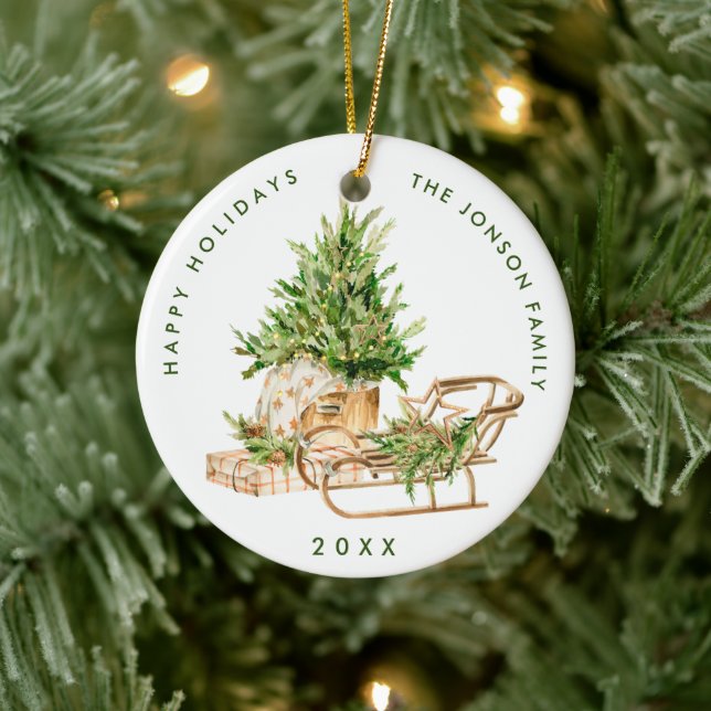 Elegant Bohemian Christmas Tree Composition Ceramic Ornament (Tree)